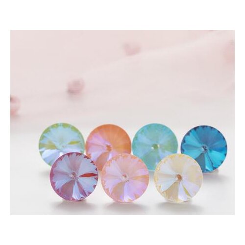 K9 Mocha AB 12mm 14mm Crystal Rivoli Fancy Stone Pointback Round Jewelry Stone MIX Colors AB More