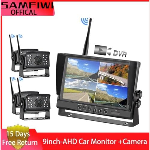 9 Inch Wireless Car Monitor Wifi 360 Camera DVR Monitors Backup Recorder IPS Screen Mirror of Reverse Rear View Camera for Truck