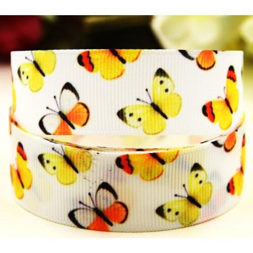 22mm 25mm 38mm 75mm Butterfly Cartoon printed Grosgrain Ribbon party decoration 10 Yards X-03931