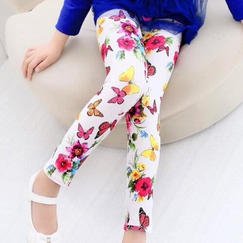 Girls Leggings Children Pants Print Flower Kids Girls Pants