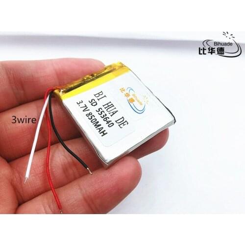 Li-Po 3 line 3.7V 850mAh 553640 Lithium Polymer Li-Po li ion Rechargeable Battery cells For Mp3 MP4 MP5 GPS