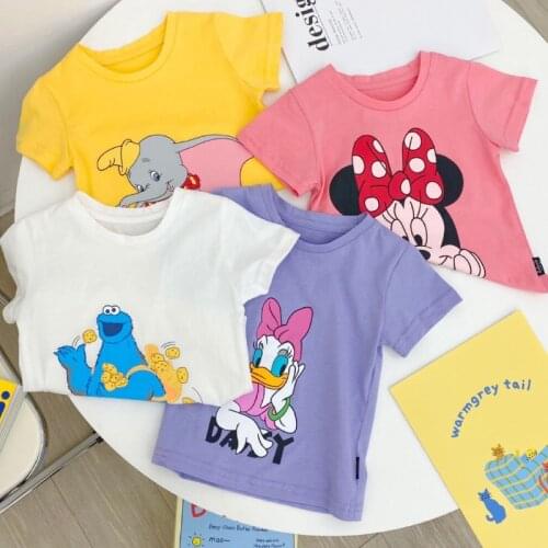 Fashion Cute Unisex Cartoon Minnie T-shirt Summer Children Boys Short Sleeves Tees Baby Kids Cotton Tops for Girls Clothes 1-7Y