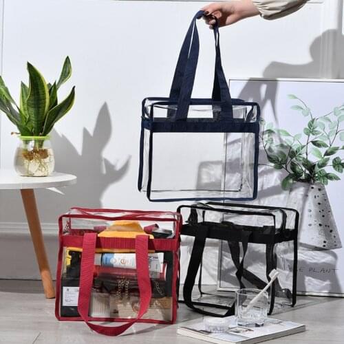 Fashion Clear Transparent Tote Bag PVC Transparent Beach Bag Shopping Trendy Stadium Security Cosmetic Bags New Brand