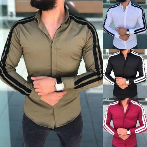 Arrival Long Sleeve Mens Shirts Button Up Business Work Smart Formal Plain Dress Top Casual Slim Fit Men Mens Clothing