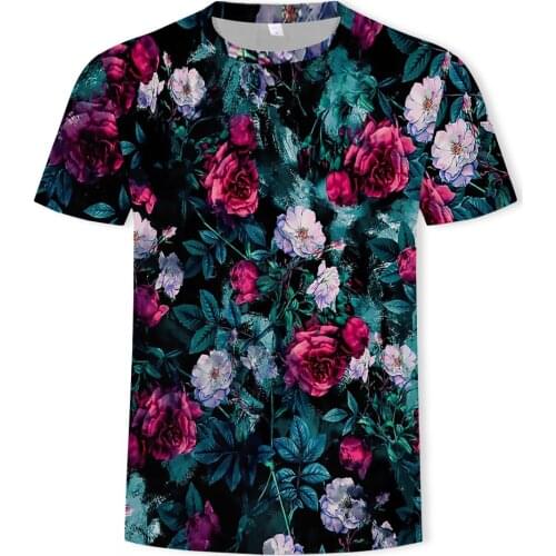 2019 Summer New Men t-shirt 3D Print Love Beautiful Rose Flower T Shirt Casual Short Fashion Sleeve Harajuku short t-shirts top