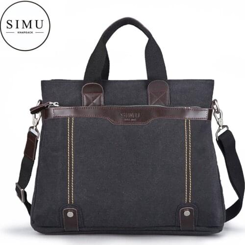 Simu mens Bag Canvas Bag mans shoulder straddle hand mail bag leisure bag English retro bag Korean Backpack