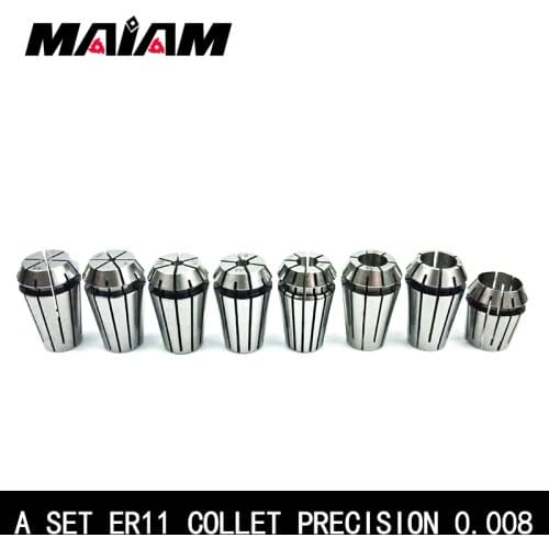 A set er11 collet precision 0.008 er11 chuck 1-7mm 1.5mm 2.5mm 3.5mm 4.5mm 5.5mm 3.175mm ER collet chuck for CNC Tool and holder
