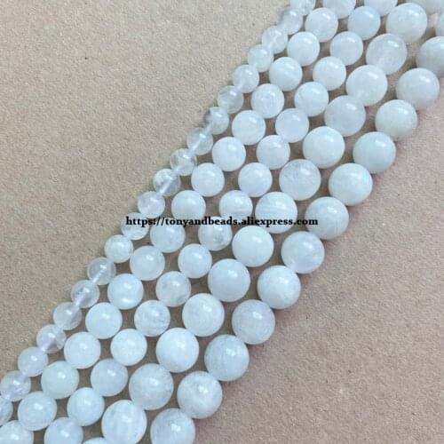 Natural A quality Clear Blue Shinning White Moonstone Round Loose Beads 15" 6 8 10MM Pick Size Jewelry Making