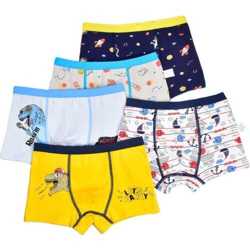 5Pcs/1lot Baby Boys Cartoon Underwear Cute Dino Character Printed Boxers Muti Color Children Cotton Underwear Panties