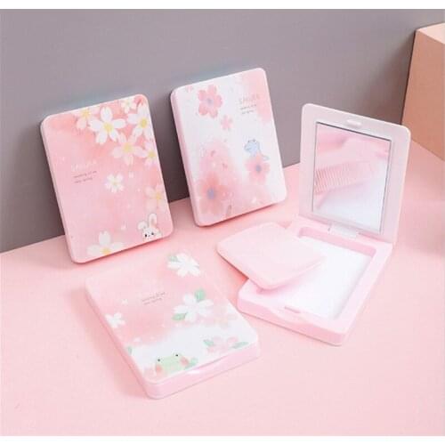 CSHOU230 Portable Mini Pocket Makeup Mirror with Comb for Women Cute Gift Girl Beauty Cosmetic Skin Care Tools Travel Accessorie