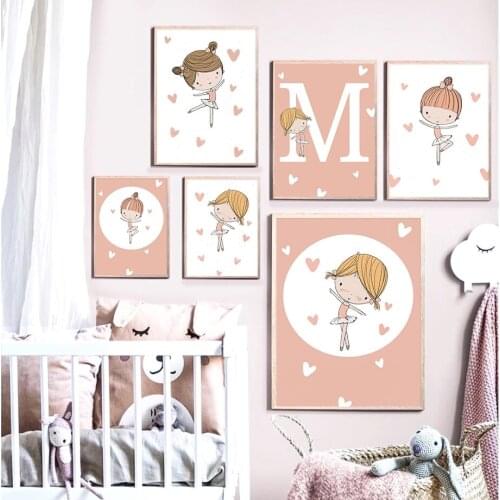 Dropshipping Customize Girl Name Wall Art Poster Print Personalize Baby Name Canvas Painting Print Swan Dance Bedroom Pictures