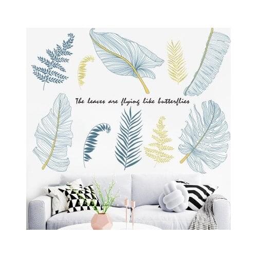 Plant Wall Stickers Simple Modern Style Living Room Decoration Nordic Color Background Wall Painting Bedroom Decoration Mural