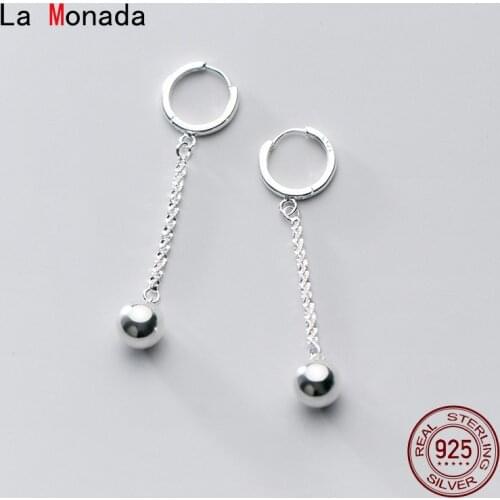 La Monada Ball Hanging Hoop Earrings For Women Silver 925 Fine Women Earrings Jewelry Minimalist Women Hoop Earrings 925 Silver