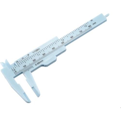 Uxcell Vernier Caliper Inch Metric Double Scale Plastic Ruler Measuring Tool 80mm 5Pcs Blue