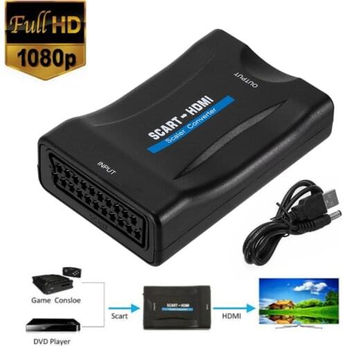 Signal Video Audio Converters Upscale Adapters Receiver HD 1080P SCART to HDMI for Household Computer Accessories
