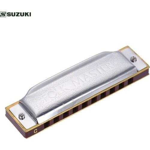 Suzuki 1072-C Folkmaster Standard 10-Hole Diatonic Harmonica Key of C 20 Tone for Beginner Student