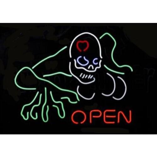 Open Monster Devil Ghost Custom Handmade Real Glass Tube Store Beer Bar KTV Party Advertise Decoration Display Neon Sign 17"X14"