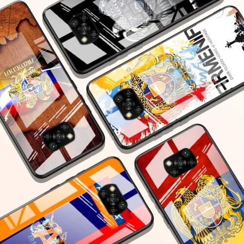 Armenia Armenians Flag for Xiaomi POCO X3 NFC F3 M2 X2 F2 Redmi K30 Redmi Note 9 Pro Luxury Tempered Glass Phone Case Cover