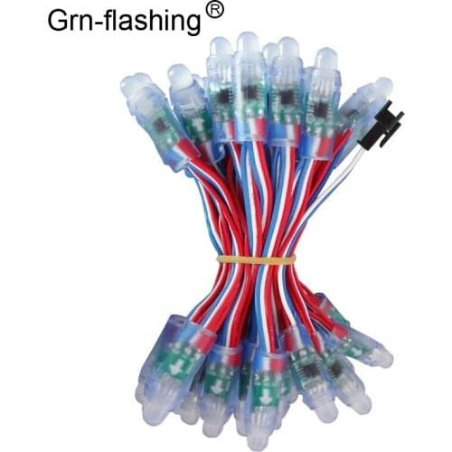 50pcs/lot 12mm WS2811 RGB led pixel module IP68 waterproof DC5V full color string christmas Independently Addressable LED light