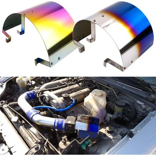 Universal Titanium Blue Stainless Steel Air Intake Filter Cover Heat Shield Fit For 2.5-5" Filter