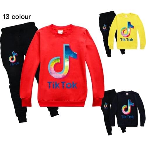 Spring Autumn Childrens Suit Boys Girls long-sleeved T-shirts cotton sweater pants two-piece suit Teenager Clothing 2-16Year