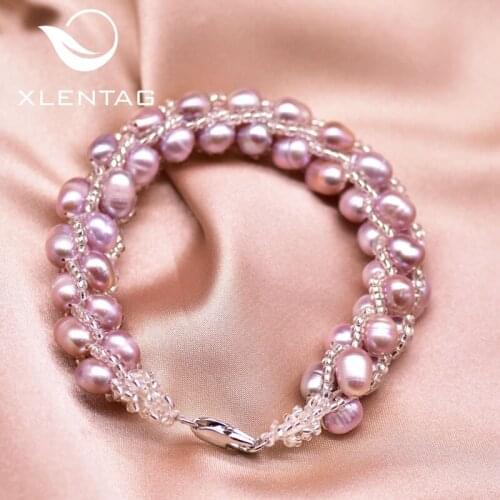 XlentAg Minimalist Natural Purple Pearl Rope Braclet For Women Best Friend Party Wedding Boho Gifts Punk Fashion Jewelry GB0204C