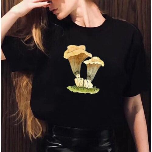 Vintage Mushroom Girls Print Casual Women Tshirt Aesthet Harajuku Shirt T Shirt Women Tops Summer Short Sleeve Tee Shirt Femme