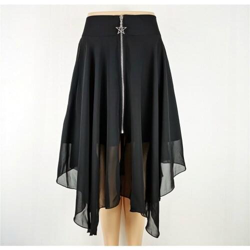 Punk Skirt Streetwear Gothic Skirts Women Summer High Waist Irregular Black Skirts Female Punk Harajuku Skirt Long Skirt