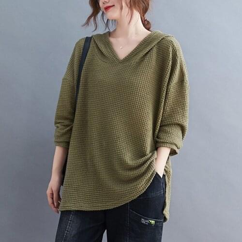 Oversized Women Long Sleeve Hooded T-shirts New Arrival 2021 Autumn Simple Style All-match Loose Female Casual Tops Tees B1066