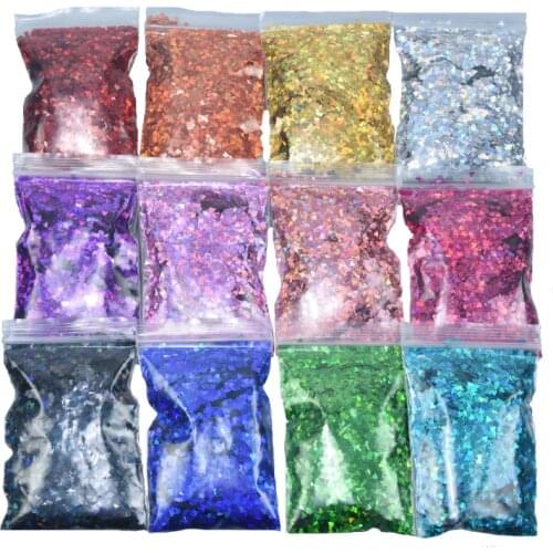 1.76oz/bag Holographic Heart Nail Glitter Sequins Purple/Red/Gold/Silver Shinning Paillettes Heart Confetti Nail Flakes HJ23FD6
