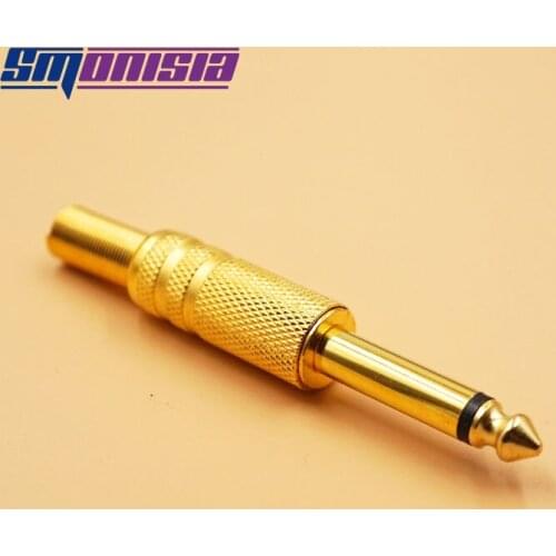 Smonisia 100pcs Gold-plated Stereo 6.5mm Plug 6.35mm Mono Connector male plug for Microphone Guitar adapter