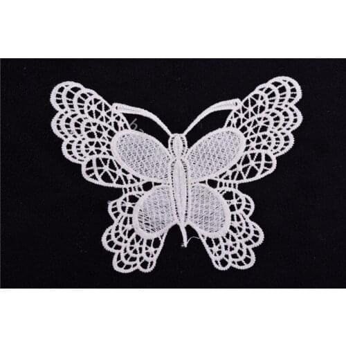 100pcs Embroidered Venise Venice butterfly Motif Sew Lace Applique Patch Craft black and white