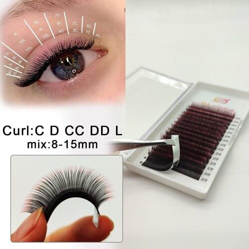 16 rows Ombre color Eyelashes Maquiagem Make up Mink Lashes Rainbow Color mix Eyelash Soft Cilios For Building Eyelash