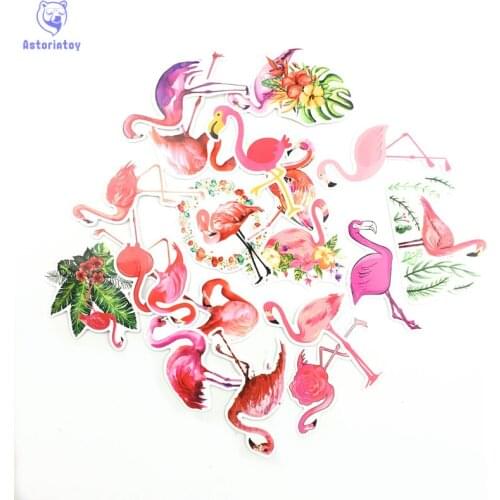 19 Pcs/lot Flamingos Sticker Lovely Dream Cartoon Stickers for Kids DIY Notebook Luggage Bicycle Fridge Guitar Laptop Stickers