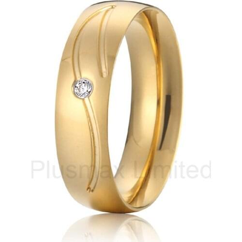 2016 China Supplier his and hers gold color pure titanium wedding band finger rings women