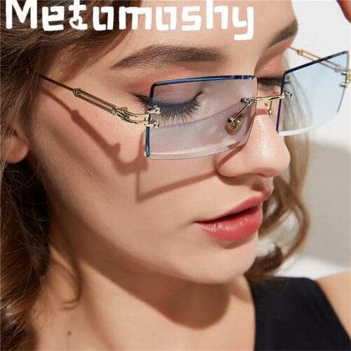 2020 Fashion Retro Square Rimless Sunglasses Women Brand Designer Rimless Gradient Sun Glasses Metal Frameless Sunglass UV400