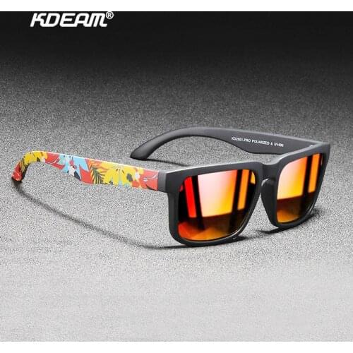 2021 New KDEAM Mirror Polarized Sunglasses Men Fashion Doodle Glasses Frame Square Sun Glasses High Quality Travel Goggles UV400