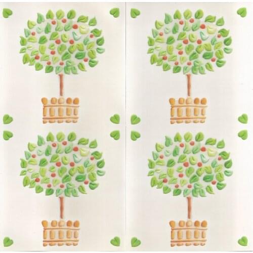 24 packs/box 3D vinyl Little tree stationary sticker perfect DIY wall plate kitchen cup vase tile accessory kid room toy hobby