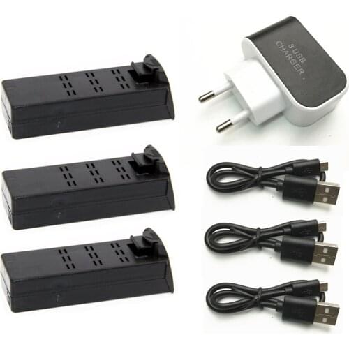 3PCS 3.7V 800mah battery with USB charging cable with 3-in-1 European standard charging head for YH-19 YH-19HW lithium battery