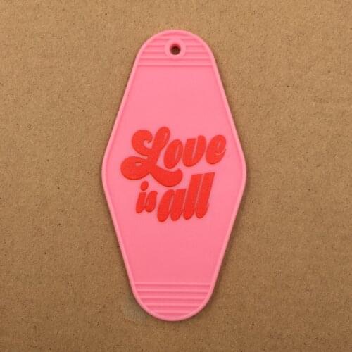 Custom colorful Hot stamping logo plastic Retro motel hotel room keychain