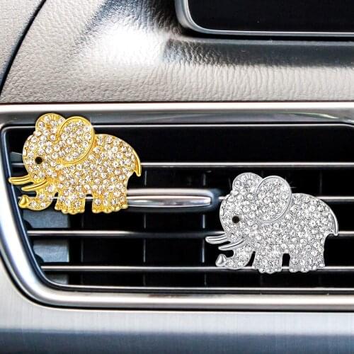 4 Pieces Car Air Vent Clips Elephant Car Air Conditioning Freshener Clip Vent Decorations with 4 Pieces Fragrance Pads for Auto