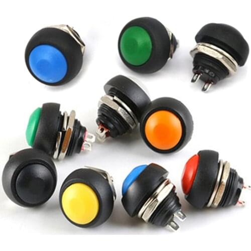 5/10 PCS Mini Switch 12mm Panel Hole 1A waterproof switch pbs33b 12v 2Pin momentary Push button Switch reset Non-locking PBS-33B