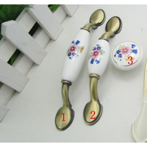 5Pc Vintage Furniture Handles Furniture Fitting Ceramic Cabinet Knobs and Handles Door Knob Cupboard Drawer Kitchen Pull Handles
