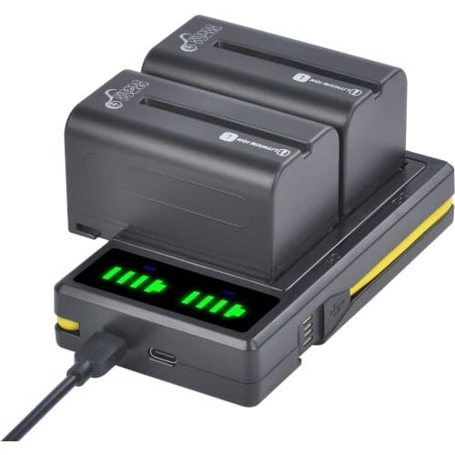 NP-F770 NP-F750 NP F760 F730 Battery + LED Dual Charger for Sony NP F970 F960 F550 F570 QM91D CCD-RV100 TRU47E