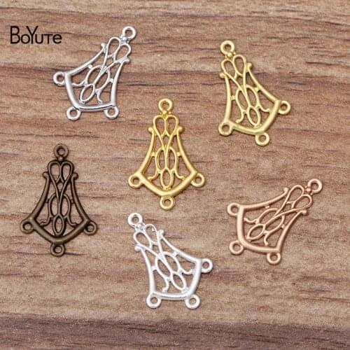 BoYuTe (200 Pieces/Lot) 14*20MM Metal Brass Filigree Flower Connector Charms DIY Hand Made Jewelry Findings