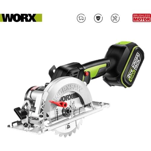 Worx Professional Tool WU535 Brushless Motor 140MM Cordless Circular Saw 45 /90 Degree cutting Powershar Battery 4Ah