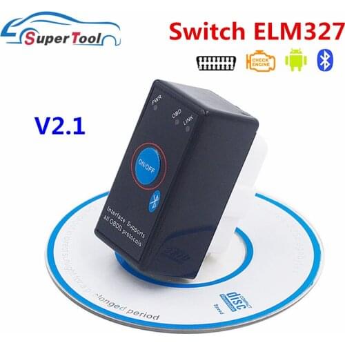 Switch On/Off ELM327 Bluetooth V2.1 ELM 327 OBD2 Bluetooth V2.1 Diagnostic Scanner Adapter ELM327 OBDII Auto Car Diagnostic Tool