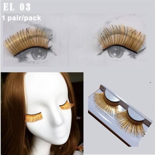 EL03 1 Pair/Set Yellow with Black Stage Catwalk Art Long False Eyelashes Exaggerated Fake Eyelashes Fashion Makeup
