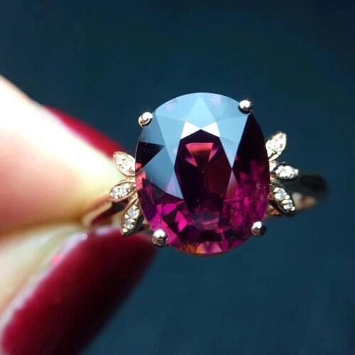 Fine Jewelry Real Pure 18 K Gold AU750 100% Natural Red Tourmaline Gemstone 3.5ct Female Rings Brazil Origin for Womens Gift