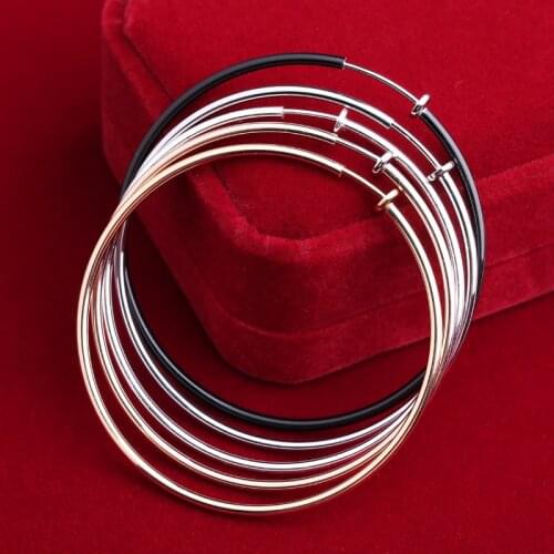 UNNAIER New diameter 6cm Ear Clips Rings Punk Women Non-Pierced Hoop Earrings Spring Goth Fake Clip-On Circle Earrings